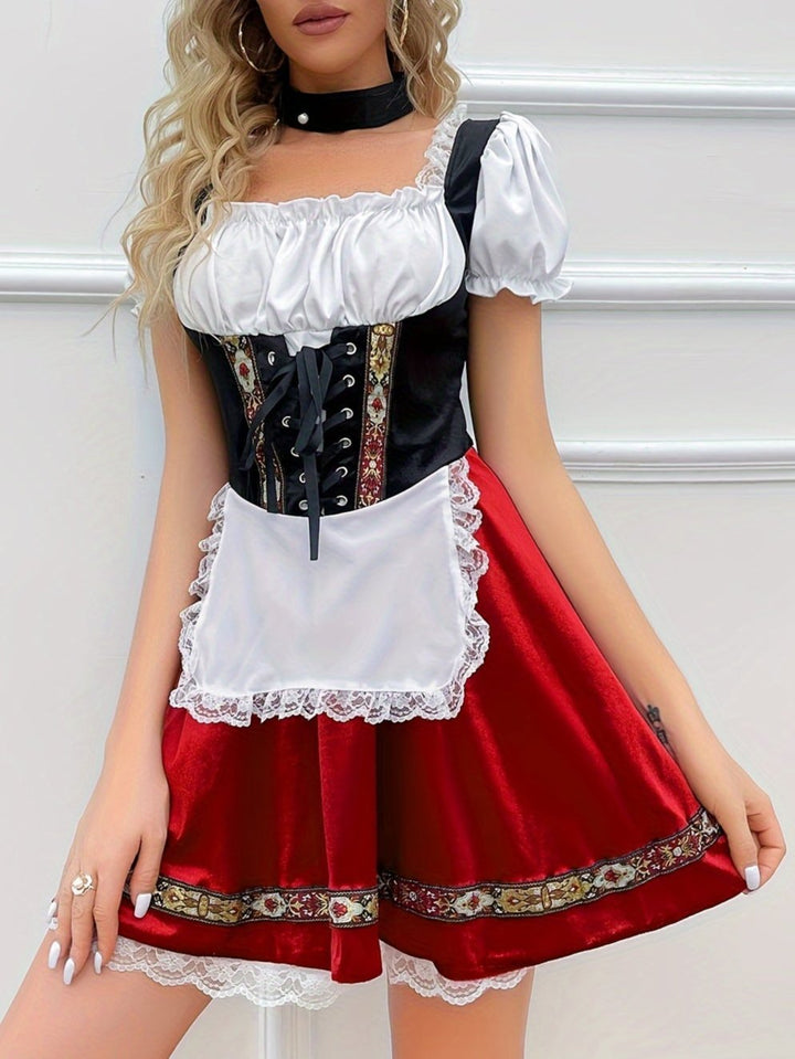 Sascha - Elegancka damska sukienka Oktoberfest dirndl z kwadratowym dekoltem