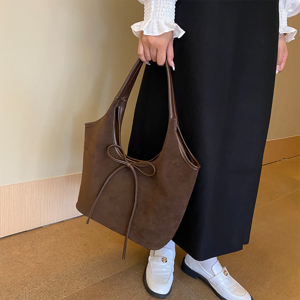 Kim Elegant Bag - Stylowa torebka wykonana z wegańskiego zamszu i skóry z kokardą | Idealna na co dzień i na imprezy