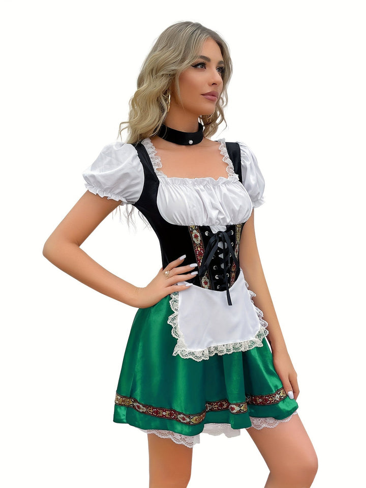 Sascha - Elegancka damska sukienka Oktoberfest dirndl z kwadratowym dekoltem