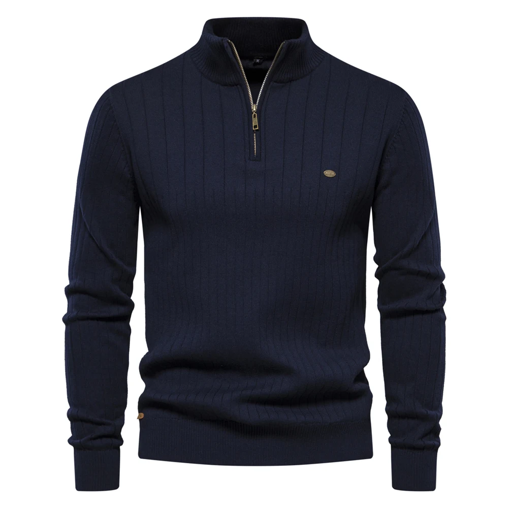 Dalton Ribbed Half-Zip Sweater - Elegancki męski sweter z luksusowej mieszanki wełny | Komfort i ponadczasowa klasa