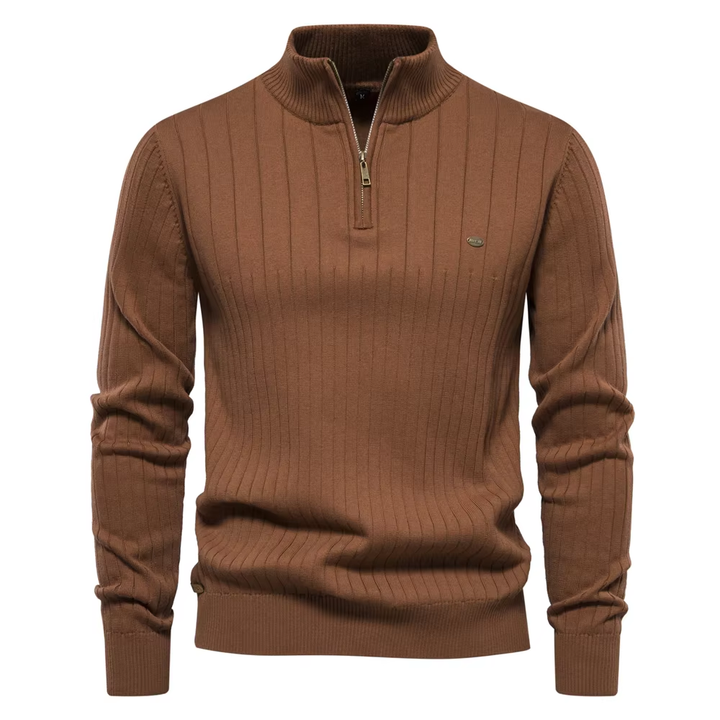 Dalton Ribbed Half-Zip Sweater - Elegancki męski sweter z luksusowej mieszanki wełny | Komfort i ponadczasowa klasa