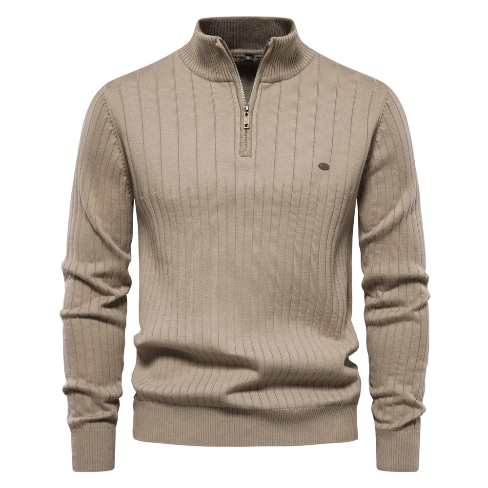 Dalton Ribbed Half-Zip Sweater - Elegancki męski sweter z luksusowej mieszanki wełny | Komfort i ponadczasowa klasa