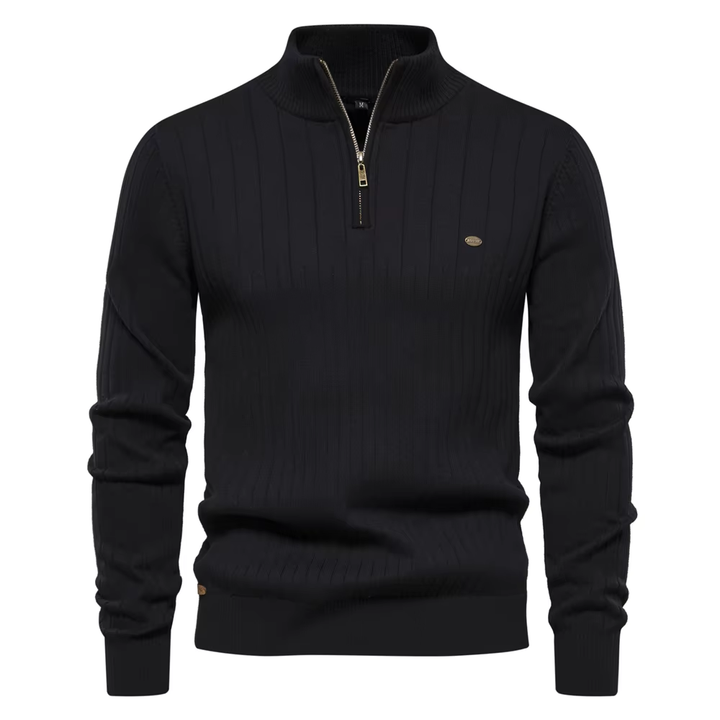 Dalton Ribbed Half-Zip Sweater - Elegancki męski sweter z luksusowej mieszanki wełny | Komfort i ponadczasowa klasa