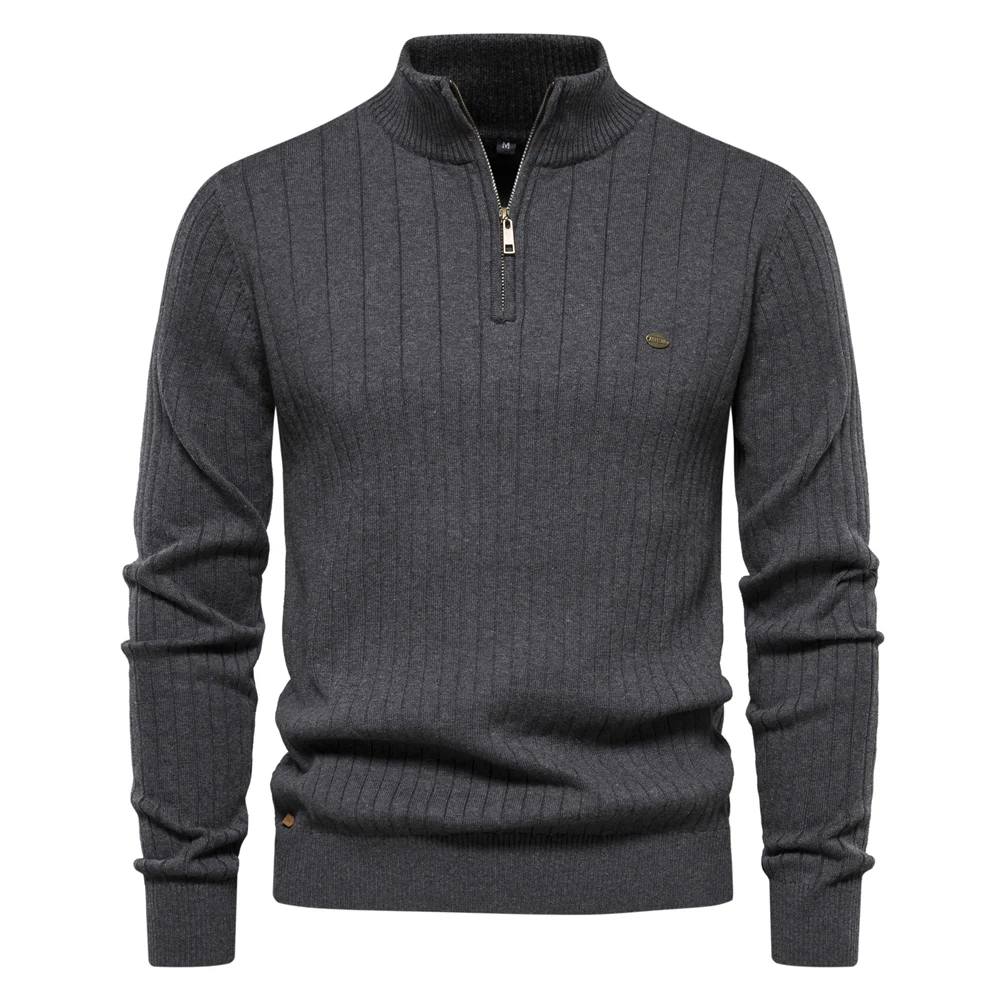 Dalton Ribbed Half-Zip Sweater - Elegancki męski sweter z luksusowej mieszanki wełny | Komfort i ponadczasowa klasa